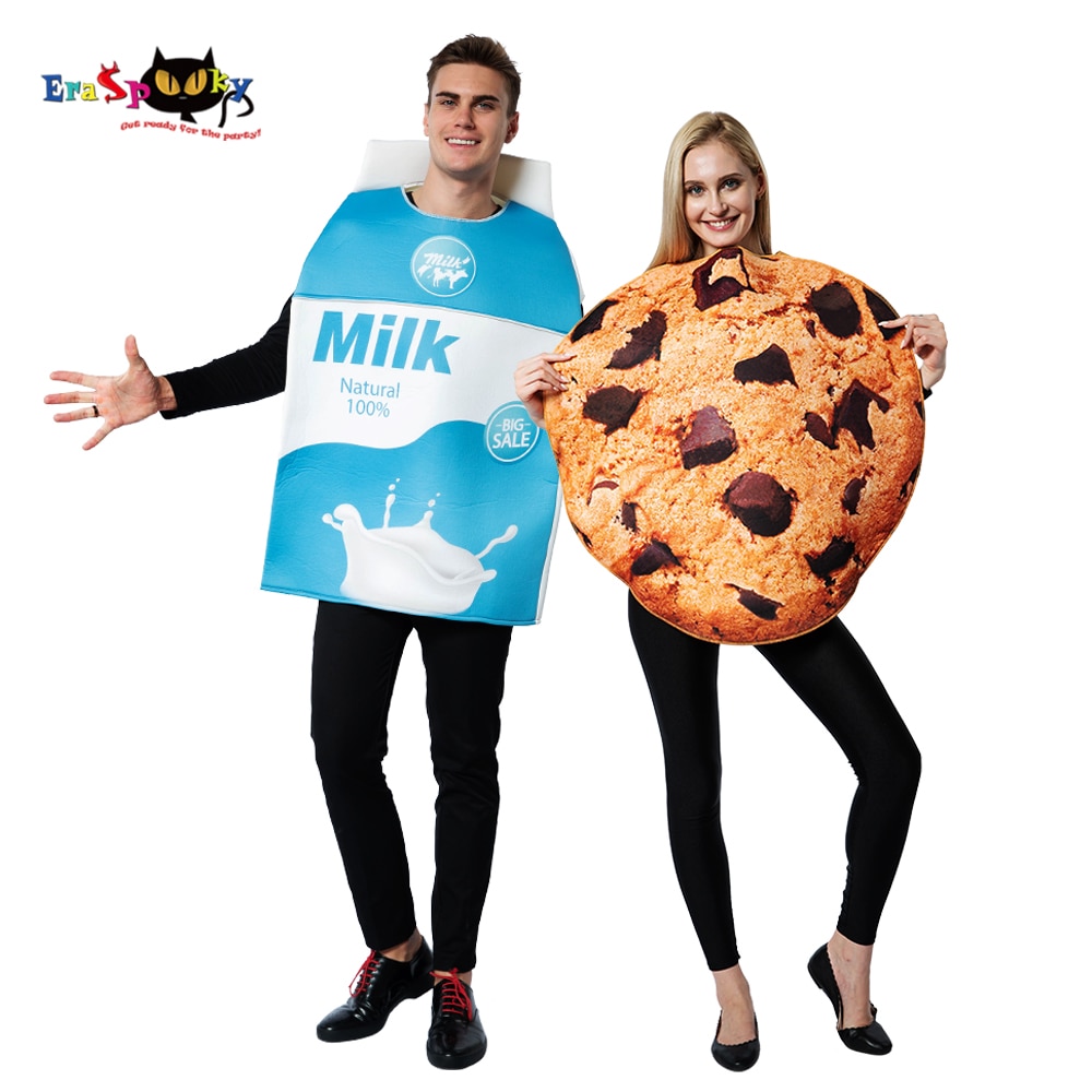 Milk & Cookie Costume Halloween Party Outfit Men Women Couple Dress