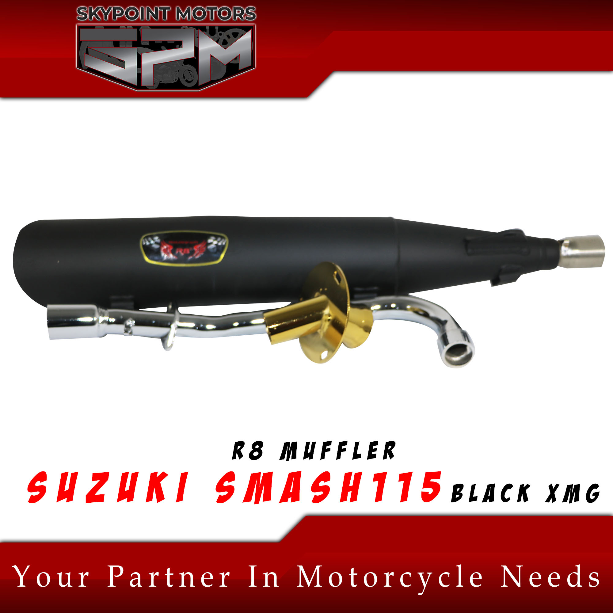 R8 MOTORCYCLE MUFFLER FOR SUZUKI SMASH 115 BLACK (9856357) Skypoint