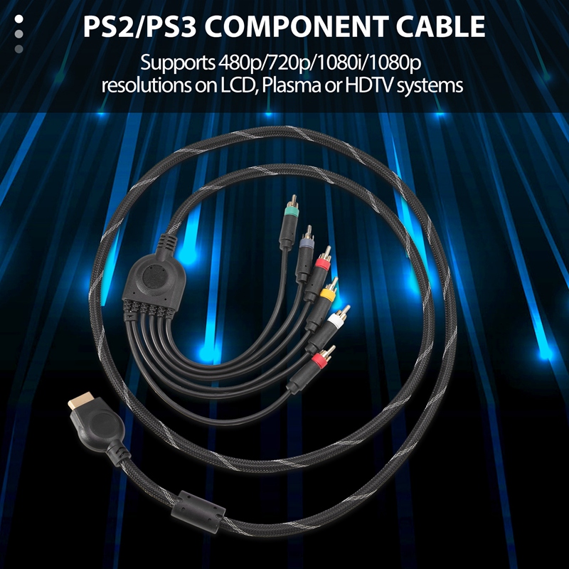Suitable for PS2/PS3 Component Cable 1.8M Suitable for PS 2/3 High Resolution Game Cable Accessories