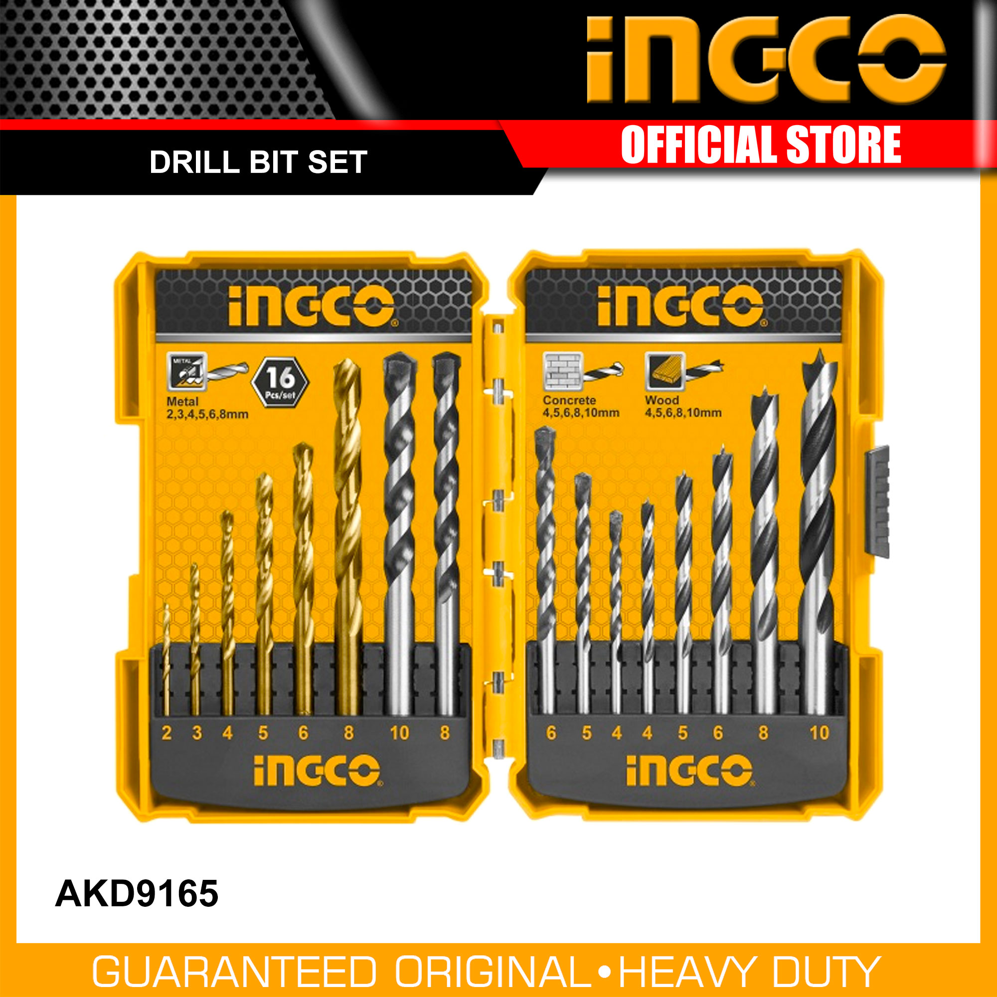 INGCO 16pcs Drill Bit Set for Metal, Wood & Concrete AKD9165 IHT Lazada PH