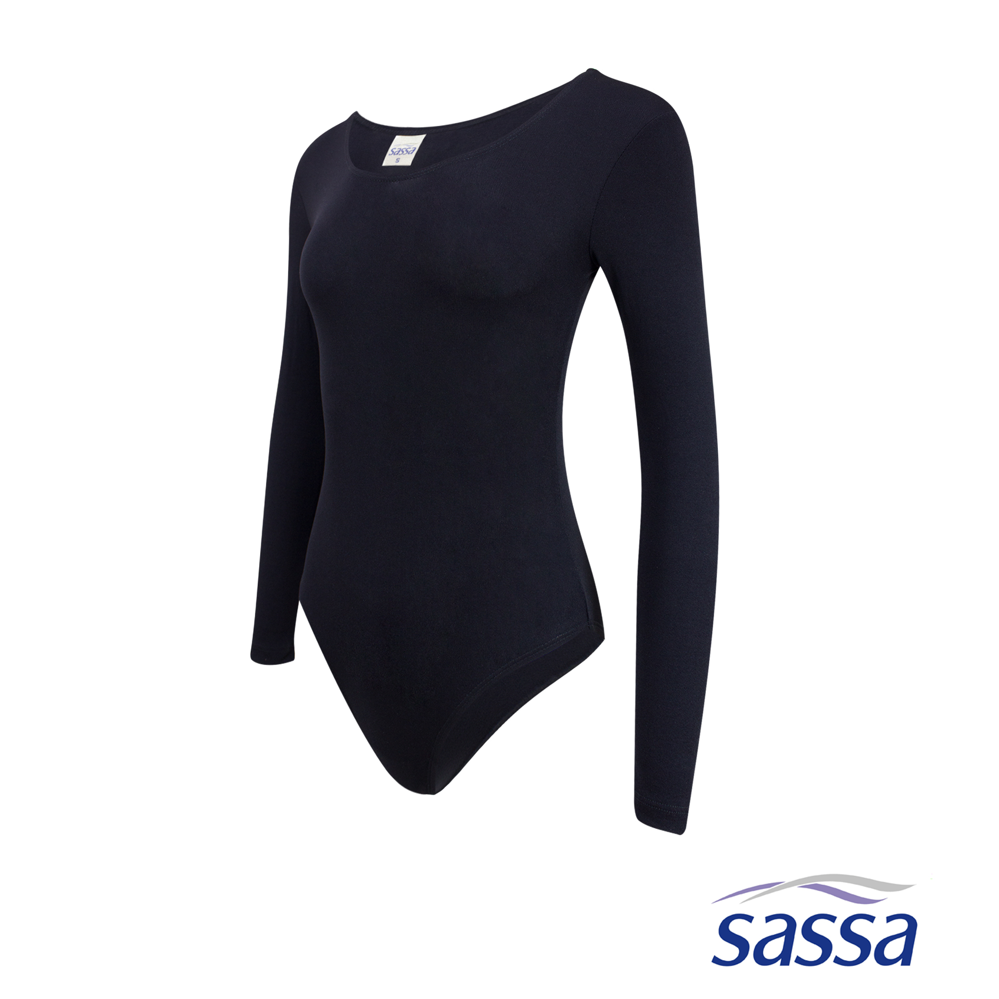 Sassa Essentials Wide Scoop Neck Long Sleeved Leotard Bikini Cut for Gym  Dance Sports Wear Athleisure Women Activewear