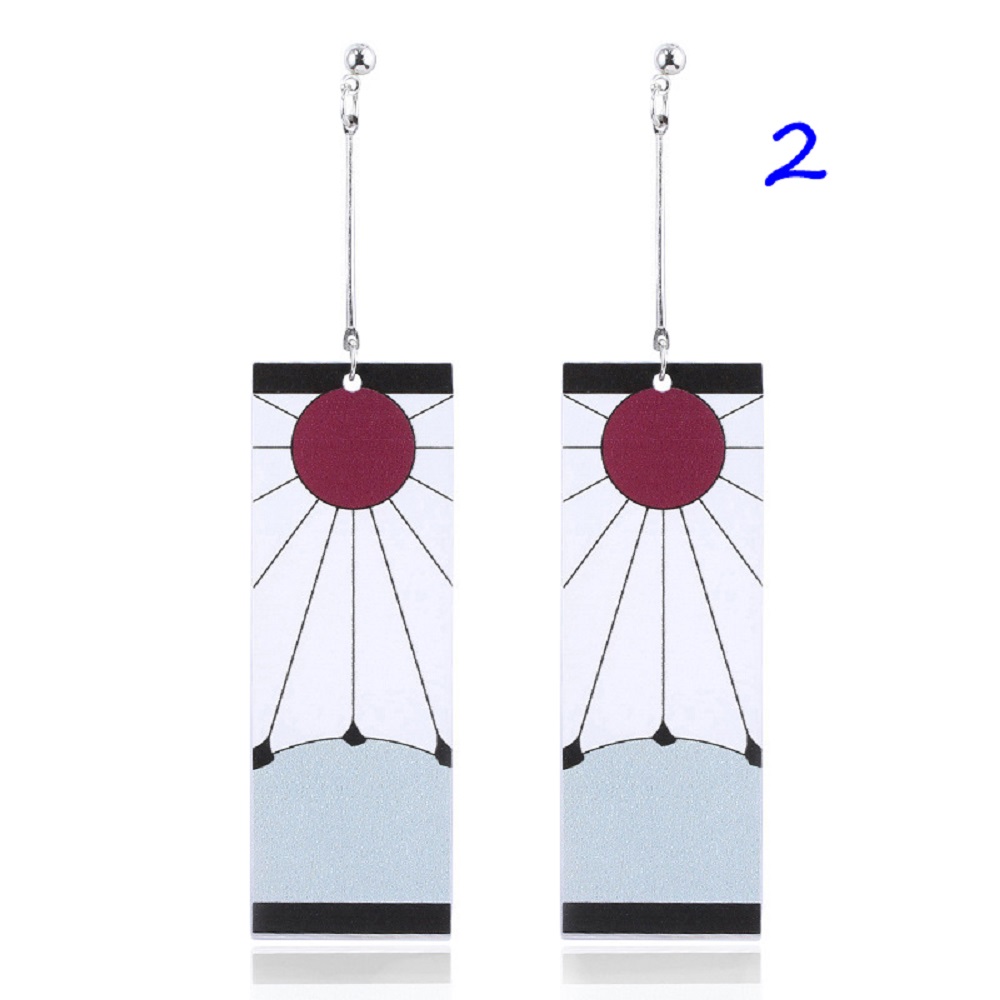 YINLMALL Anime Demon Trang sức thời trang Hình học Kimetsu No Yaiba Phụ nữ Kamado Tanjiro Kẹp dây chuyền Đồ trang sức Anime Khuyên tai nữ Bông tai kẹp bướm Bông tai Demon Slayer