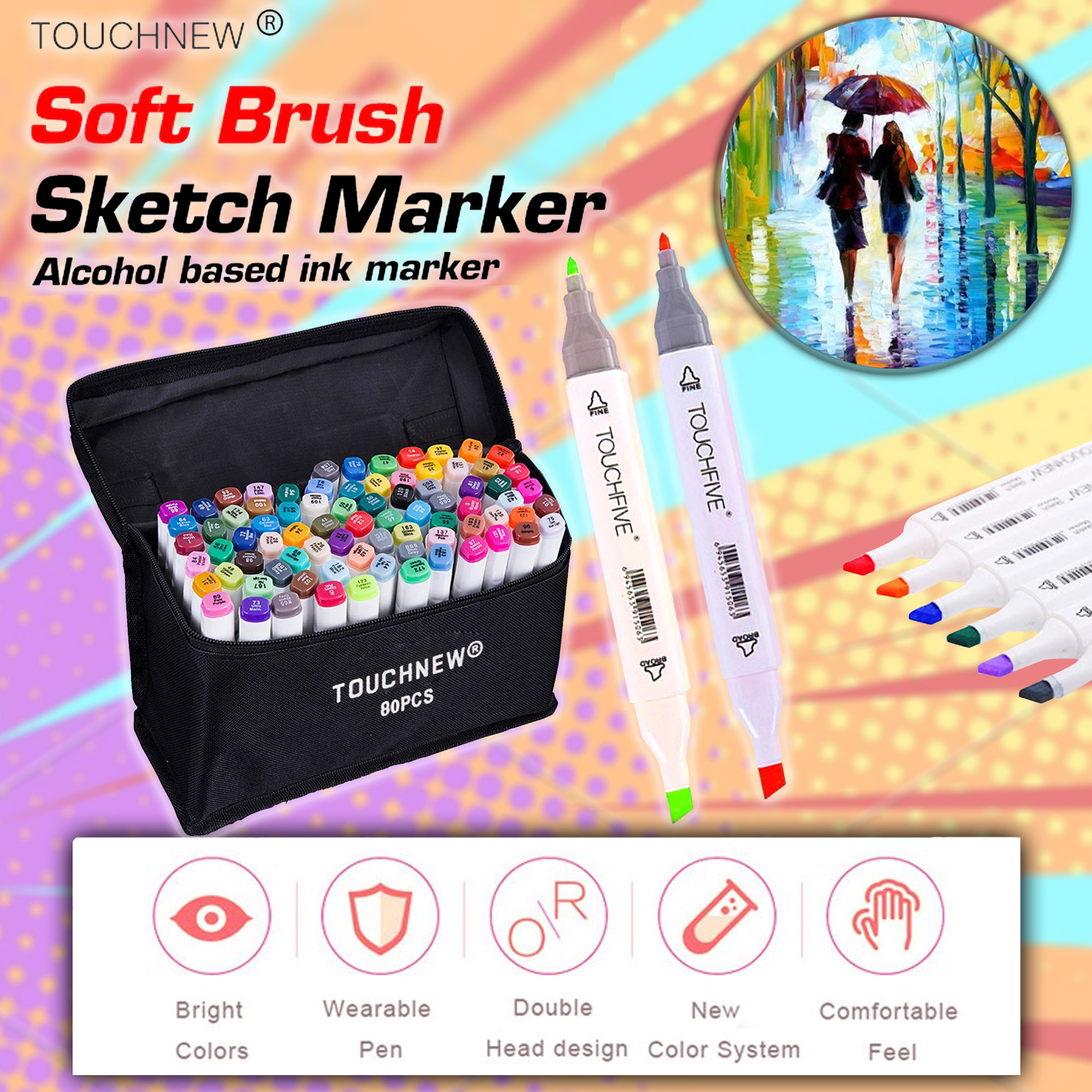 TouchNew Sketch Markers 80 Color Animation Design Set