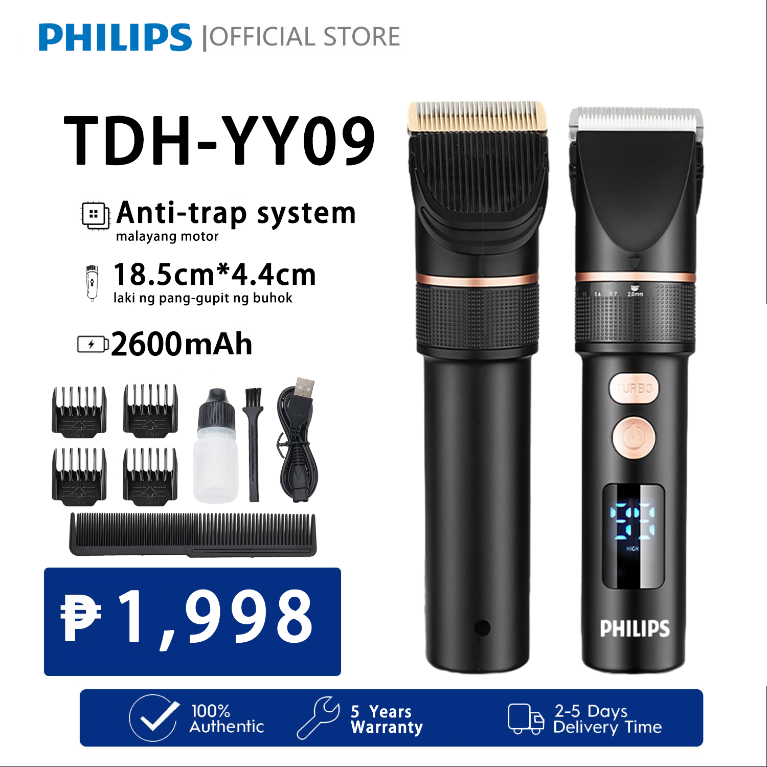 PHILIPS ELECTRIC HOME LED SMART DISPLAY HAIR CLIPPER RECHARGEABLE PORTABLE  TRAVEL ELECTRIC CLIPPER HAIR CLIPPER Lazada PH