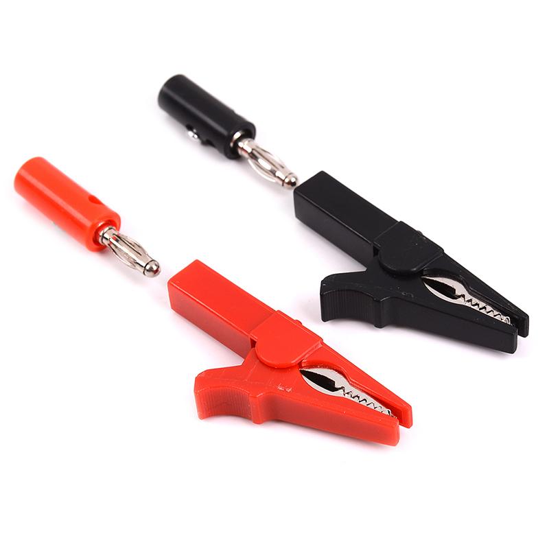 4Pcs 55mm alligator clip + 4mm banana plug test probe plug cable clips