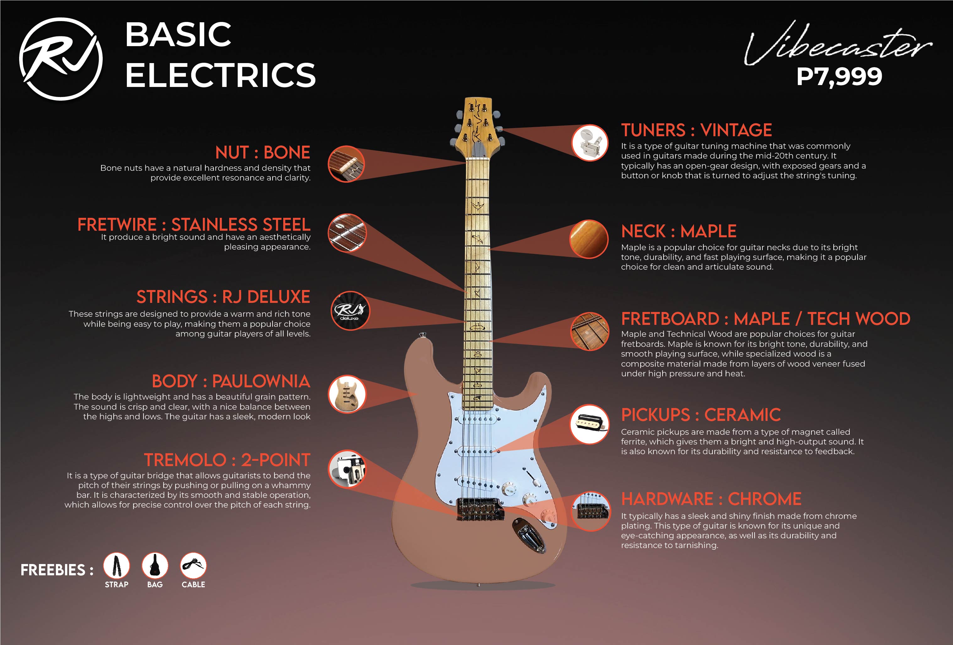 ギター RJ Vibecaster RJ Vibecaster Electric Guitar (Silversky Stratocaster) Silversky