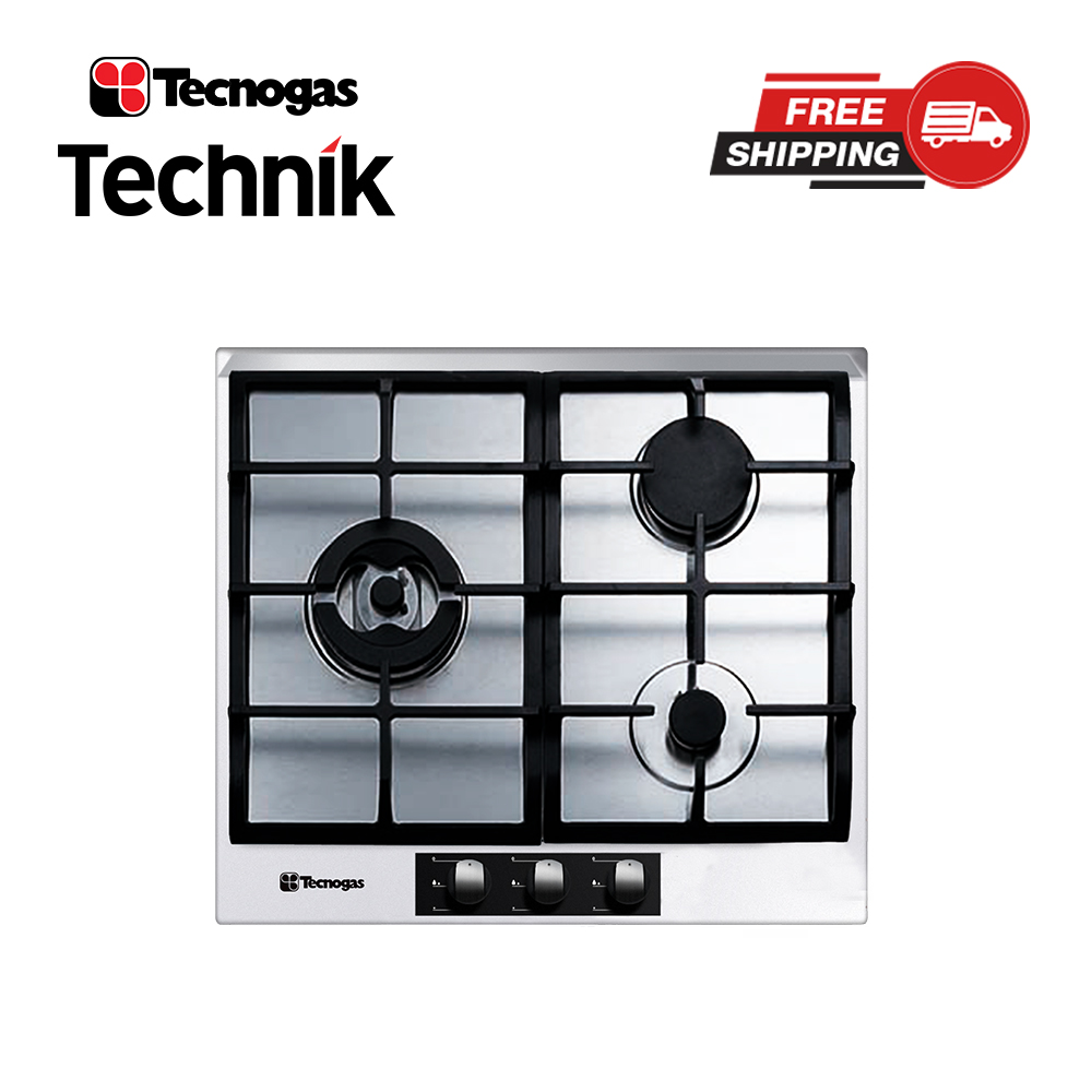Tecnogas Technik 60 cm 3 Gas Burners Builtin Hob TBH6030CSS (Stainless