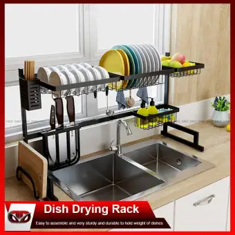 D D 85cm Dish Drying Rack Over Sink Kitchen Supplies Storage Shelf