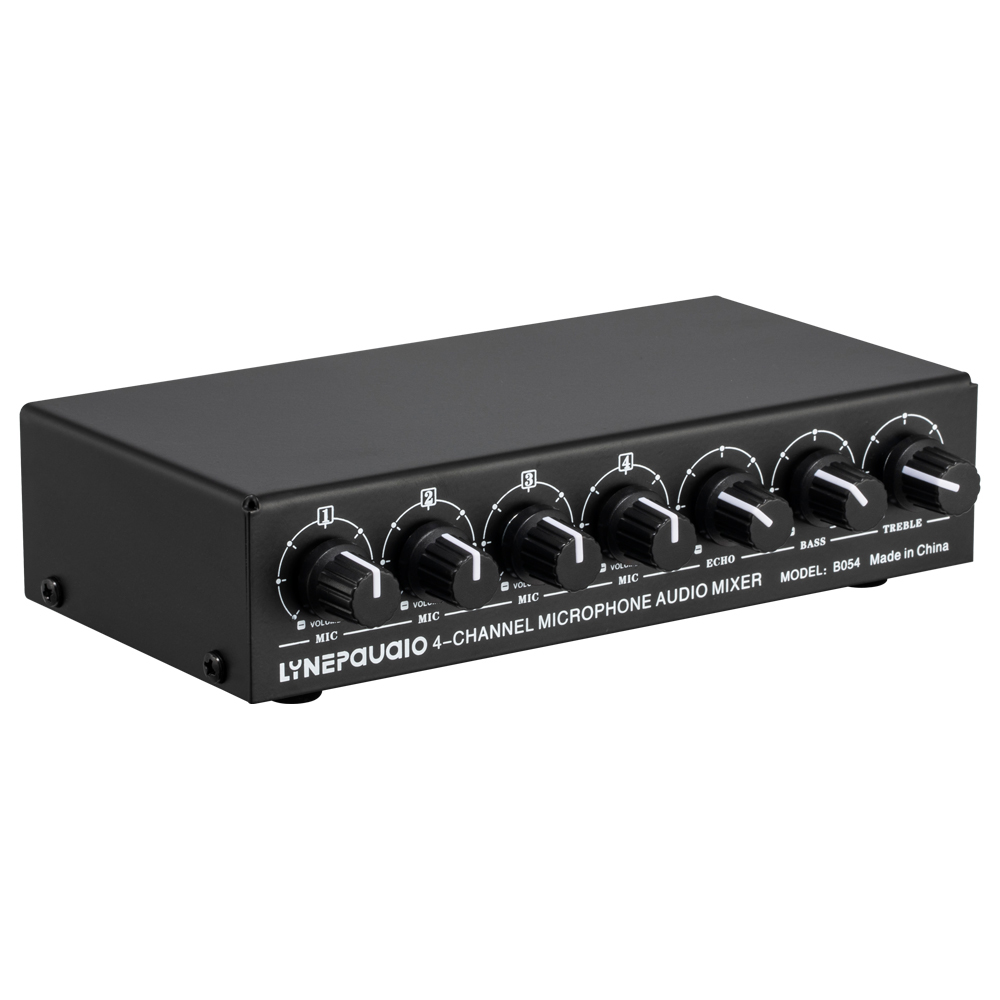 4-Channel Microphone Mixer Support Stereo Output Mini Audio Mixer with ...
