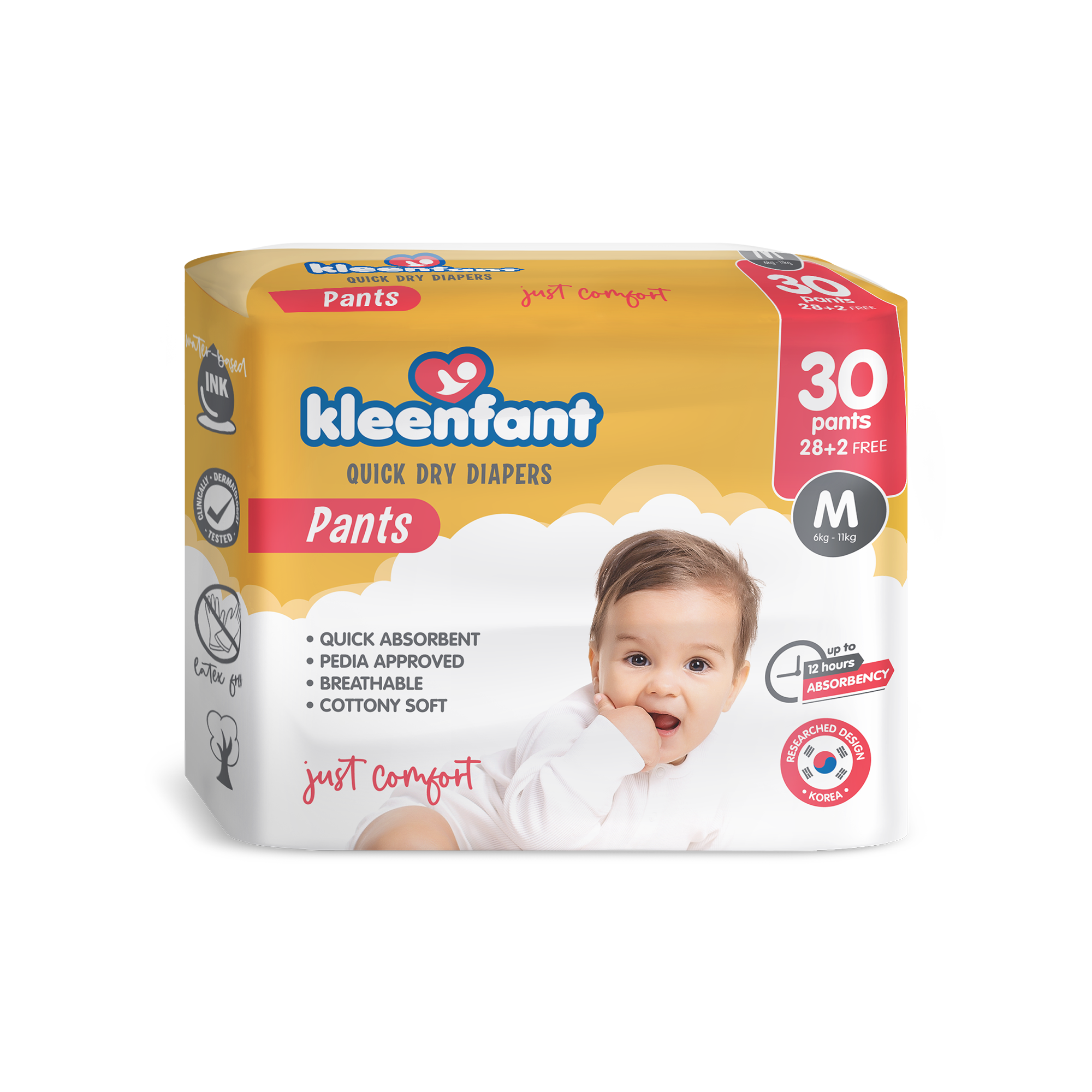 Kleenfant Diaper for Baby Pants Pull Up Medium Pack of 1, 30 pad Baby