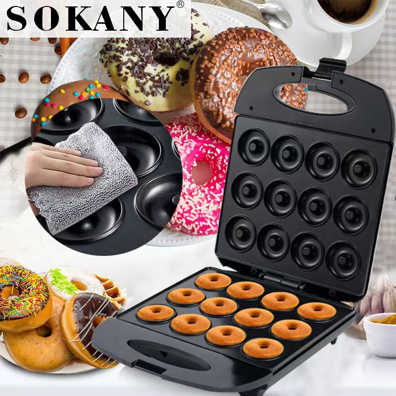 New US Plug Mini 1400W Donut Maker Machine For Breakfast, Snacks, Desserts  & More With Non-stick Surface, Makes 8 Doughnuts