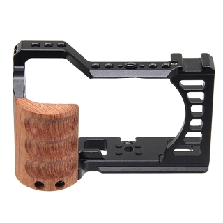 Camera Cage with Wooden Aluminum Alloy DSLR Camera Protective Cage Kit for Sony A7C thumbnail