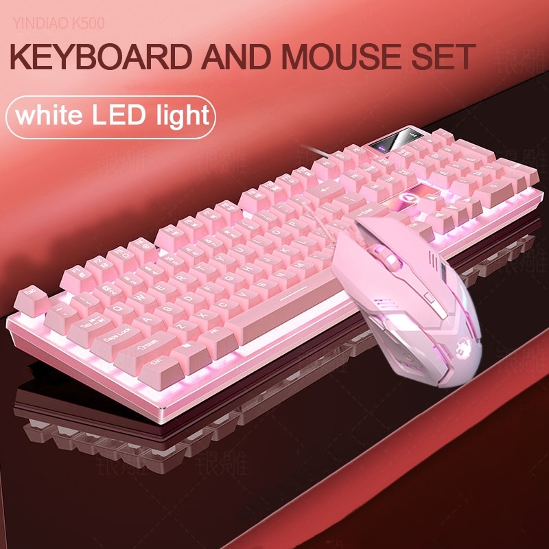 Cute Pink Gaming Keyboard And Mouse set Wired sakura keybord with Mice