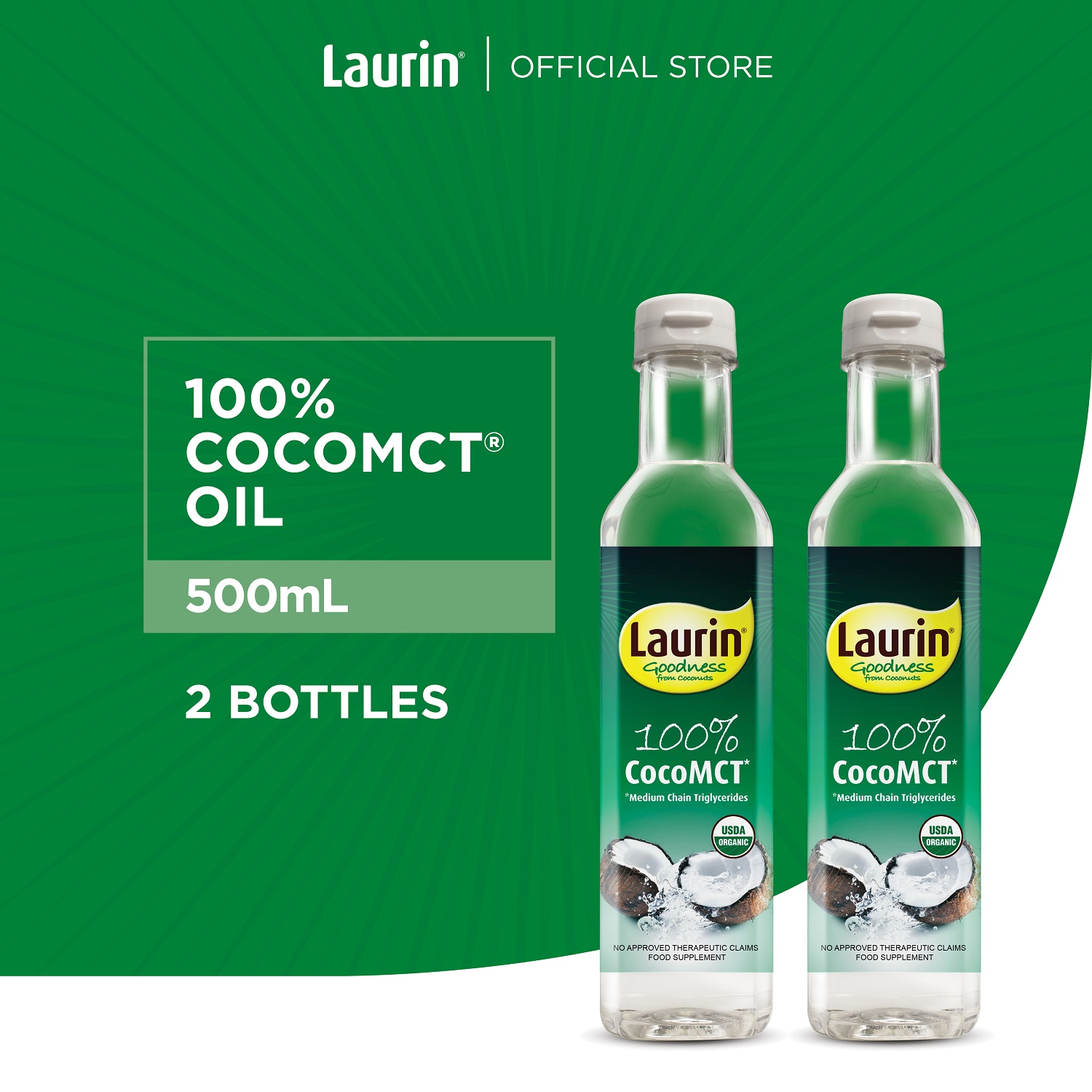 Laurin 100% Coco MCT Oil from Coconut Oil 500mL (2 bottles) Lazada PH