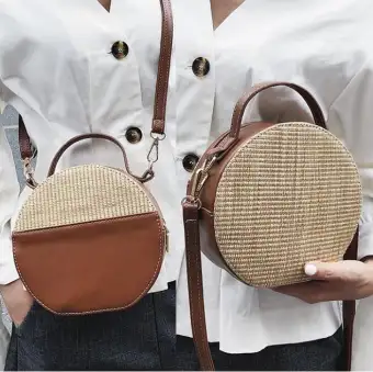 round rattan sling bag