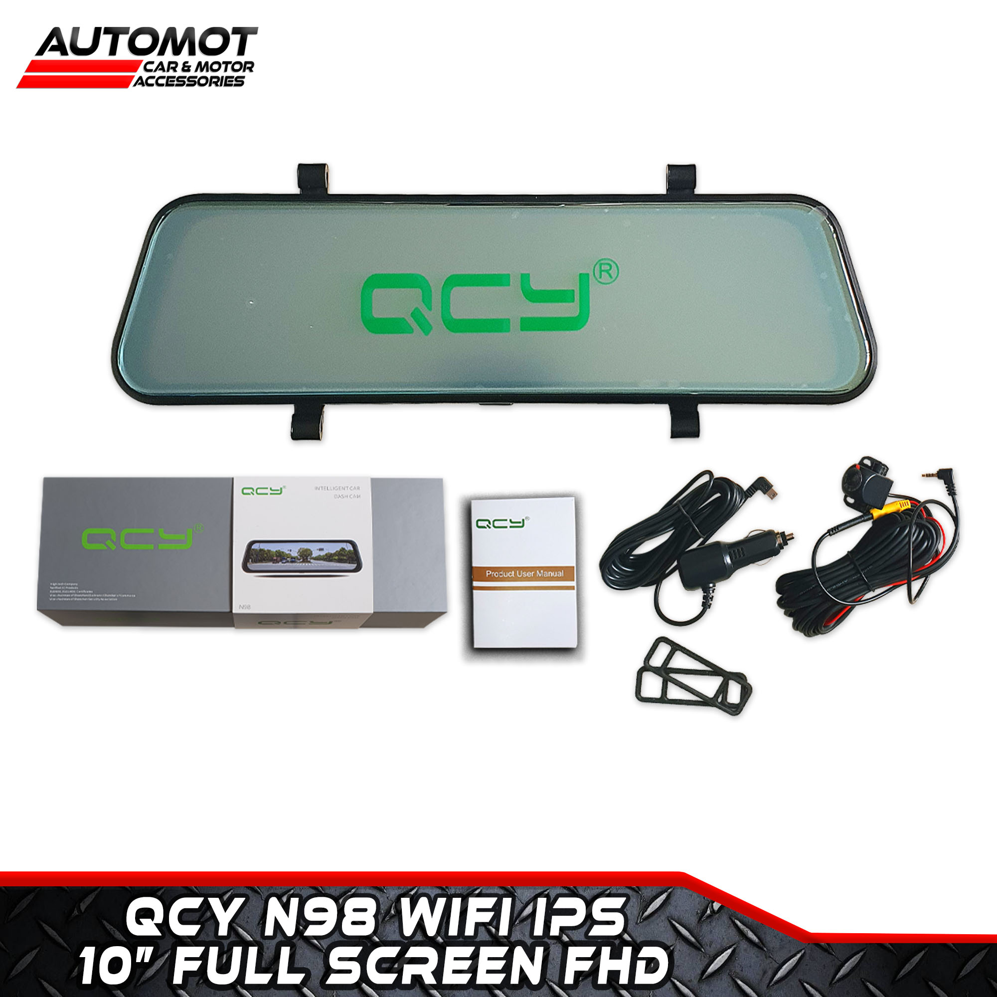 QCY DASHCAM N98 with Wifi 10 Inches Full Screen Car Camera IPS Touch