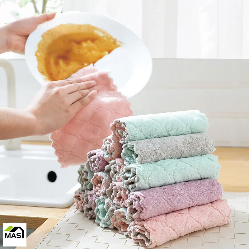 JJLA12820 Coral Fleece Kitchen Towels Super Absorbent, Non Stick Oil  Cleaning, Lint Free Perfect For Dishes, Cars, And Hands From  Jingjingliang_no4, $0.19