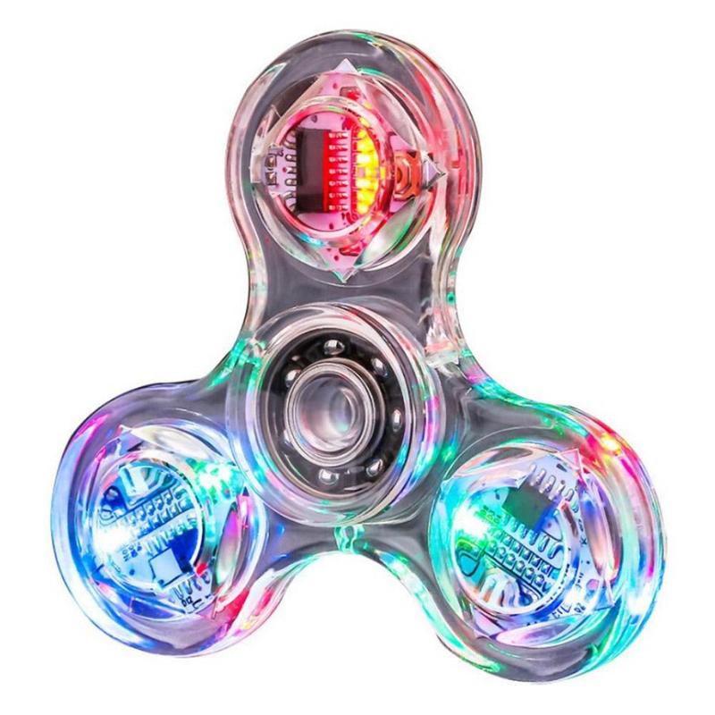 โปร่งใสวงแหวนคริสตัลปลายนิ้ว Gyro กับแสงเรืองแสงที่มีสีสันส่องสว่างของเล่นนิ้วมือสำหรับเด็ก H7L6