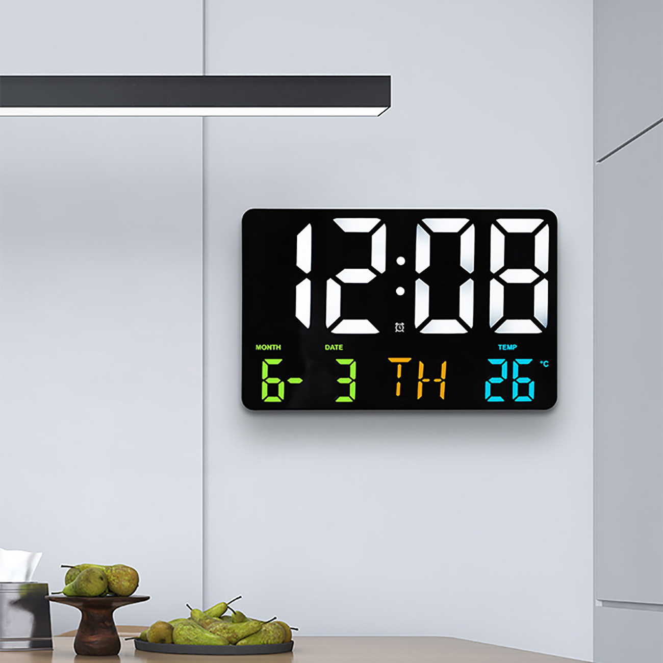 【CW】LED Digital Wall Clock Large Screen Temperature Date Day Display ...