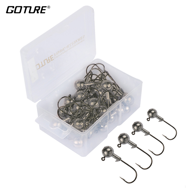 Goture Round Lead Jig Carbon Steel Fishing Hooks 1-20g Fishing Hook Jig  Hook Bass Pike Fishing Accessories