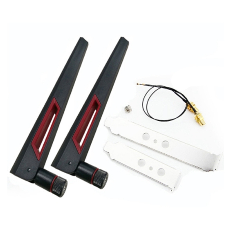 2X8Dbi Dual Band M.2 IPEX MHF4 U.Fl Cable to RP-SMA Pigtail WiFi Antenna Set for Intel AX210 AX200 9260 9560 NGFF Card