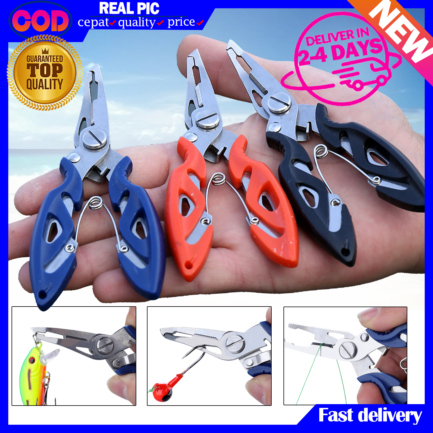Fishing Plier Scissor Braid Line Lure Cutter Hook Remover etc. Fishing  Tackle Tool Cutting Fish Use Tongs Multifunction Scissors Color: ORANGE