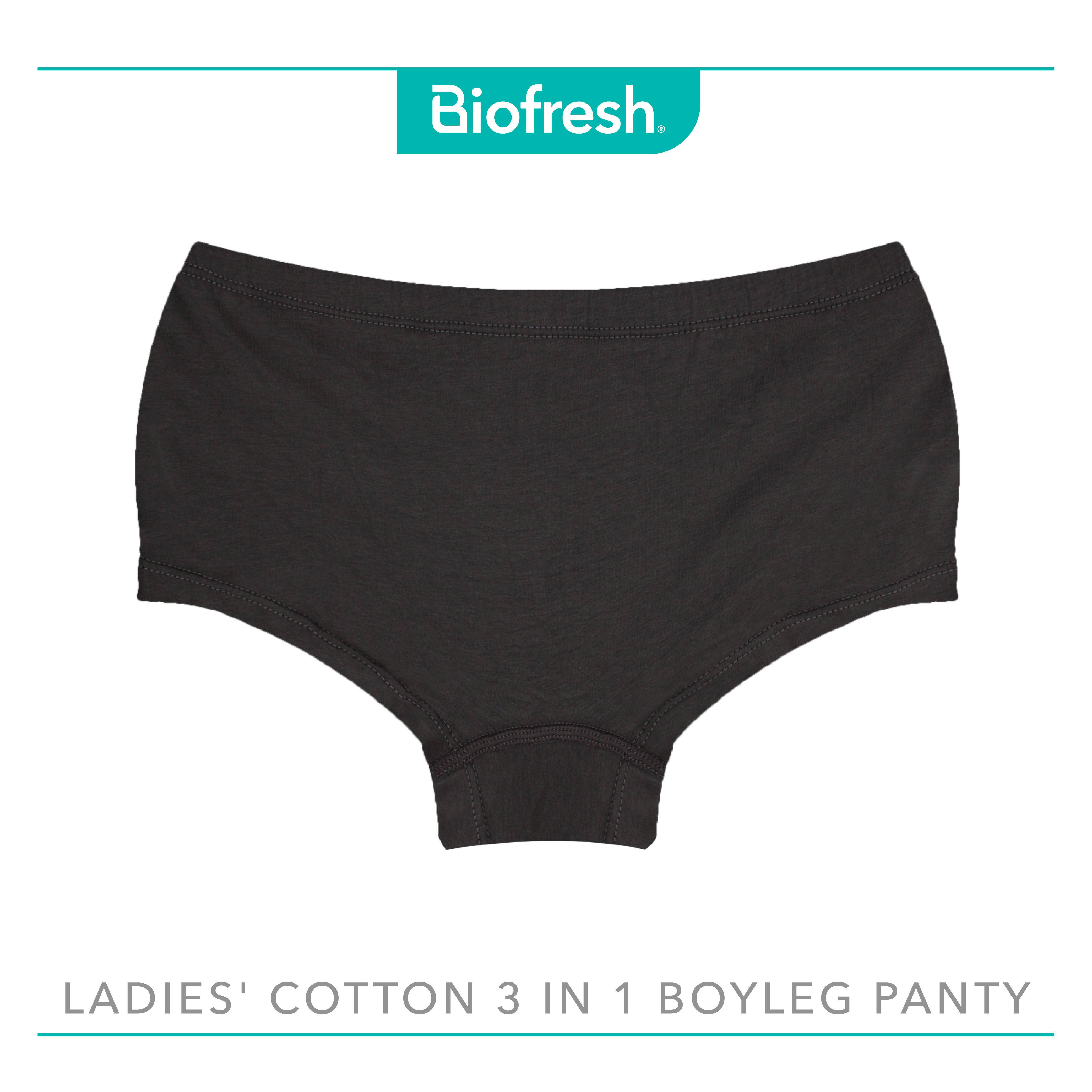 Biofresh Ladies' Antimicrobial Cotton Boyleg Panty 3 pieces in a