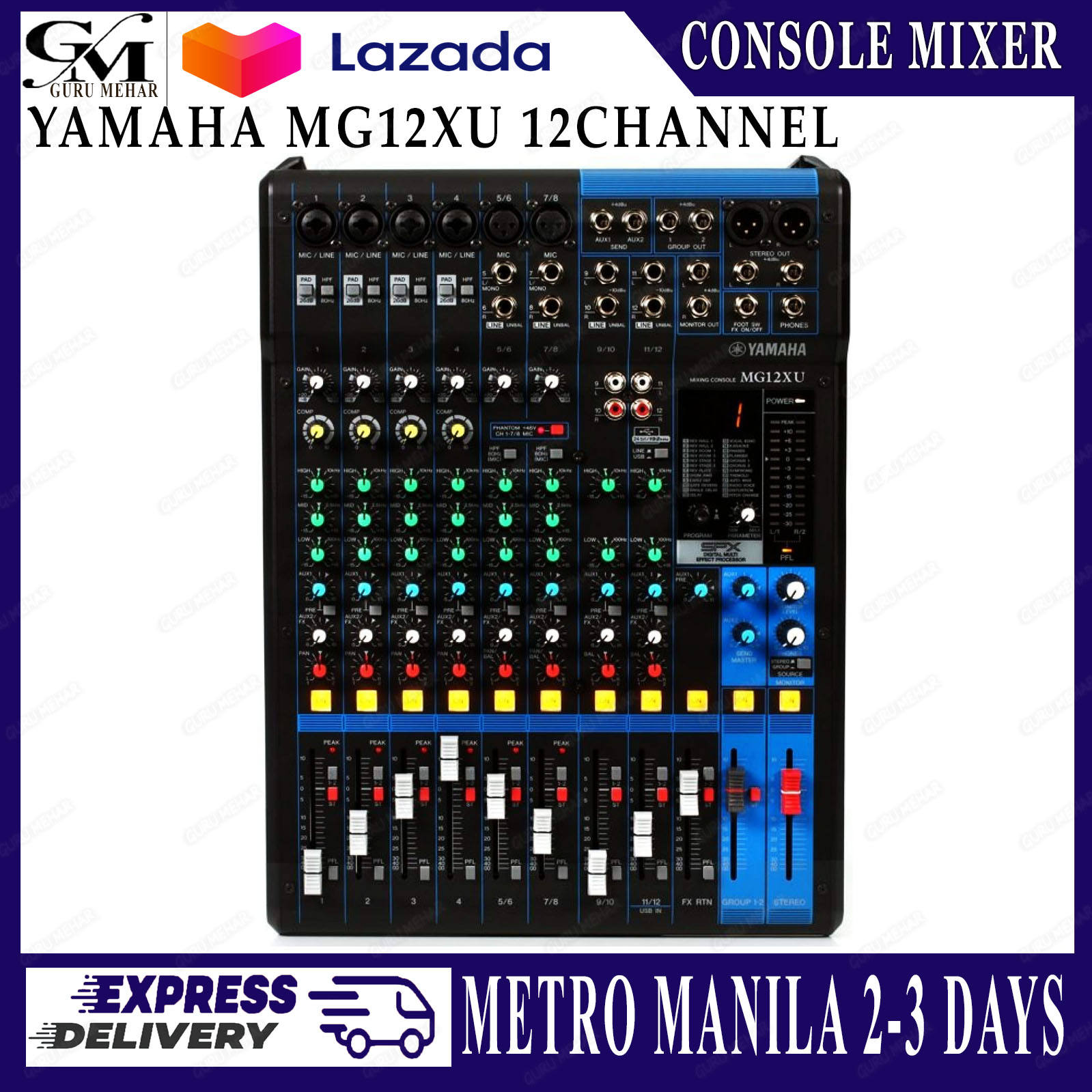 Yamaha Mg12xu 12 Channel Mixer Professional Stage Sound Console Mixer Lazada Ph