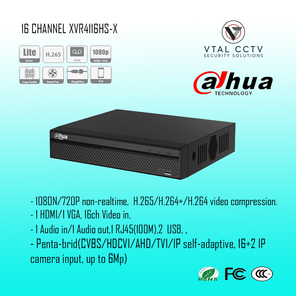 DAHUA XVR4116HSX 16 Channel Pentabrid 720P Compact 1U Digital Video