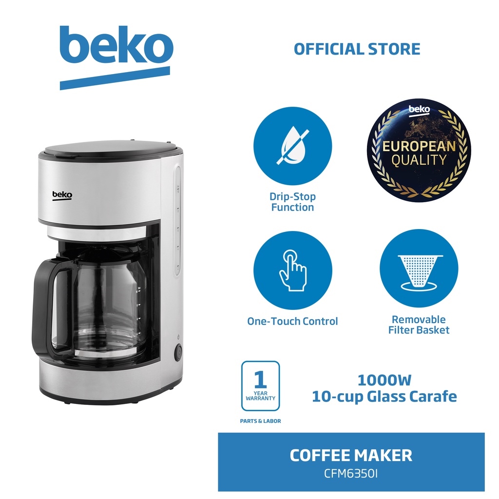 Beko Coffee Maker 10cup Glass Carafe 1000W CFM6350I Lazada PH