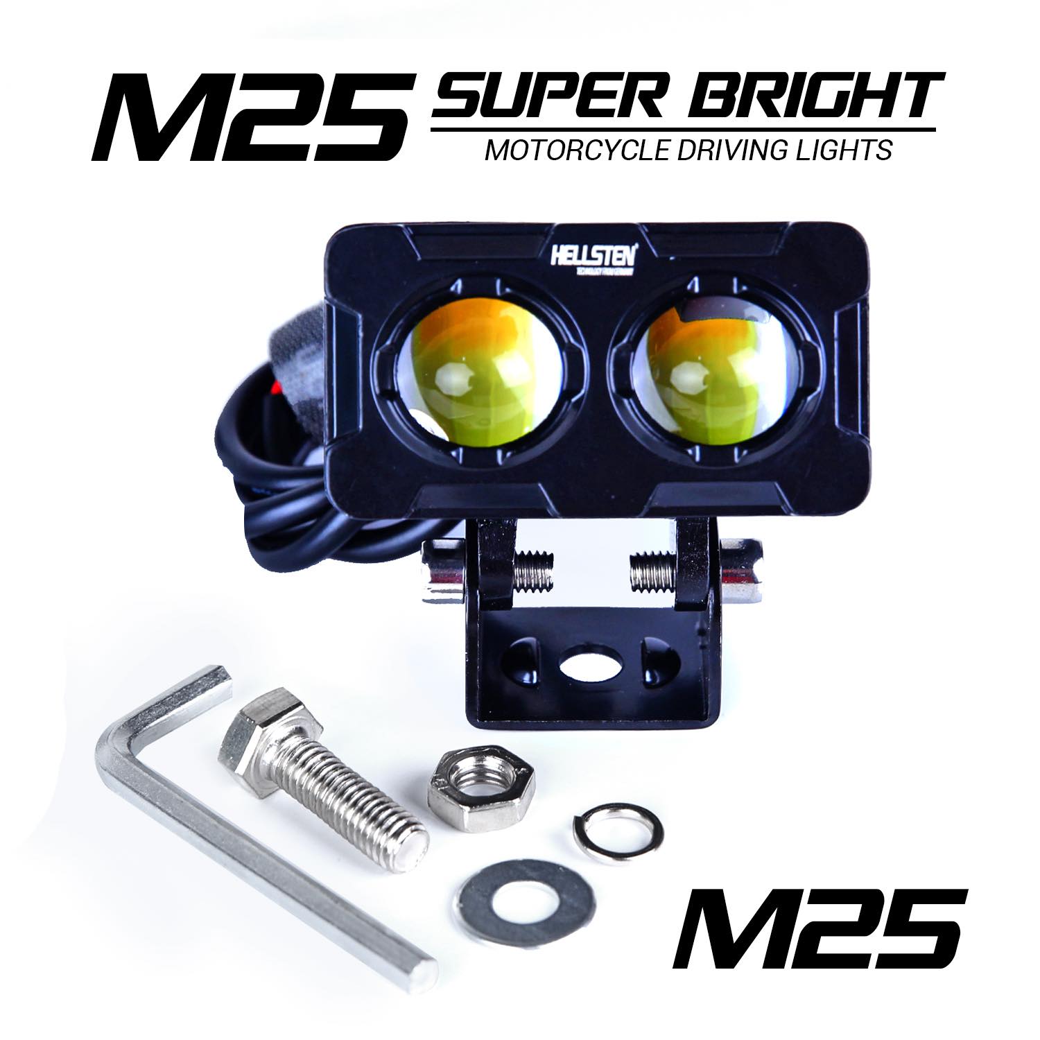 MOTORCYCLE LED LIGHTS WHITE+YELLOW EXTERNAL AUX LIGHT IP67 12V