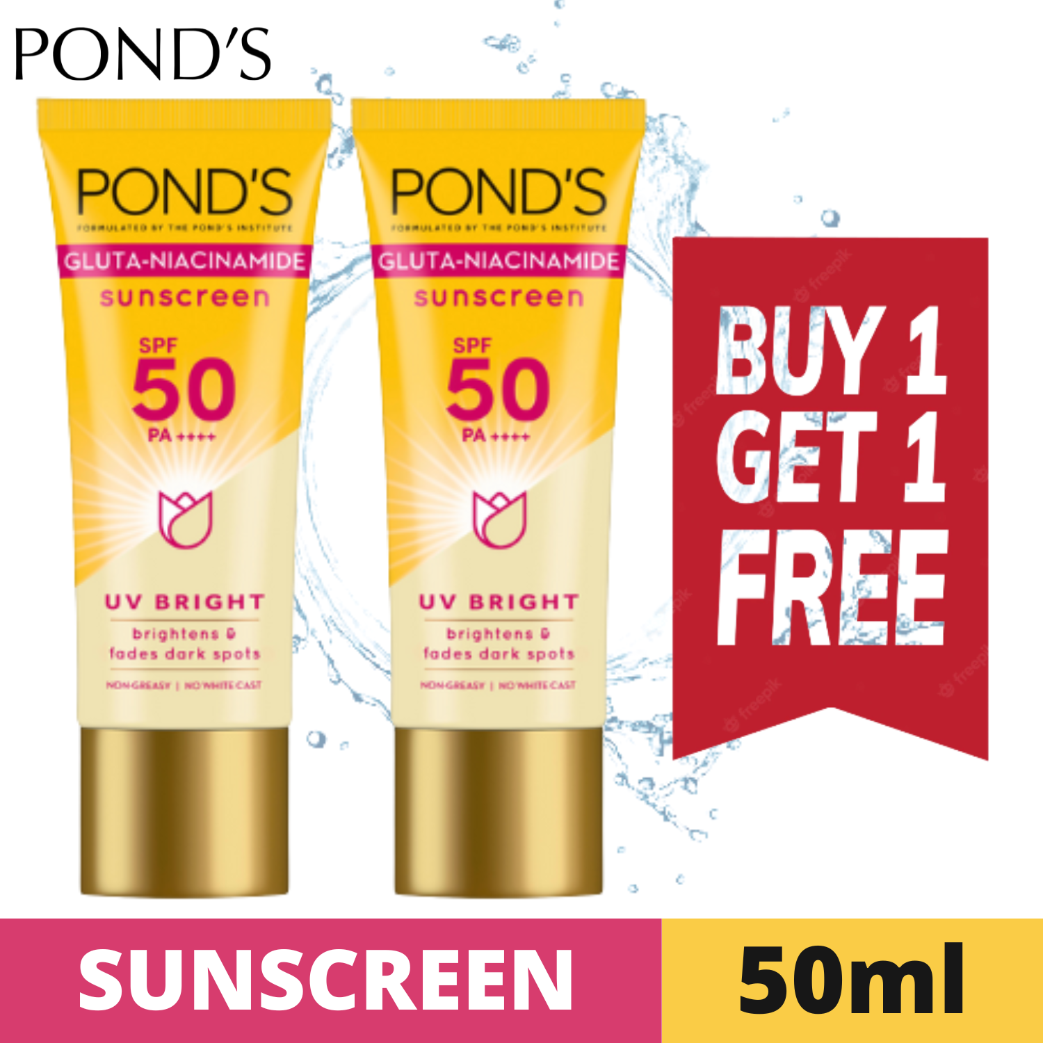 (Buy 1 Take 1) PONDS Gluta-Niacinamide Sunscreen SPF50 UV Bright 50ml ...