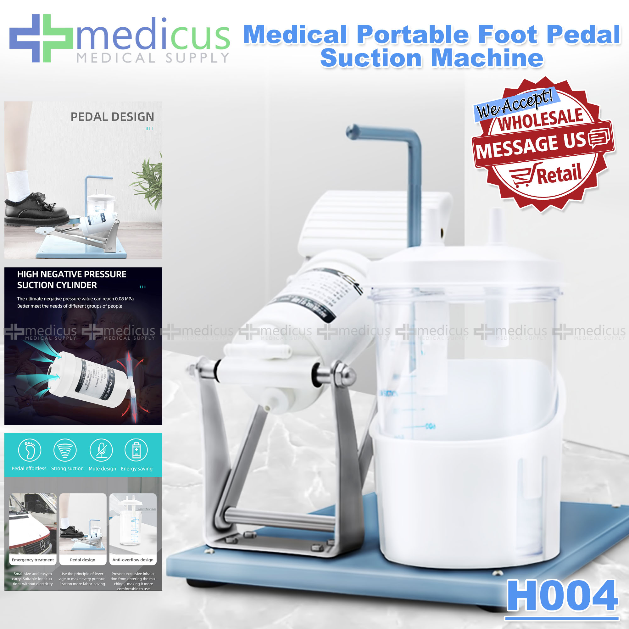 Medicus H004 Pedal Suction Apparatus Suction Machine Foot Operation