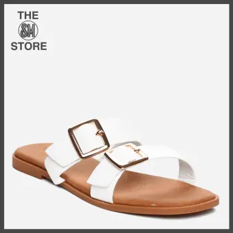 trendy white sandals