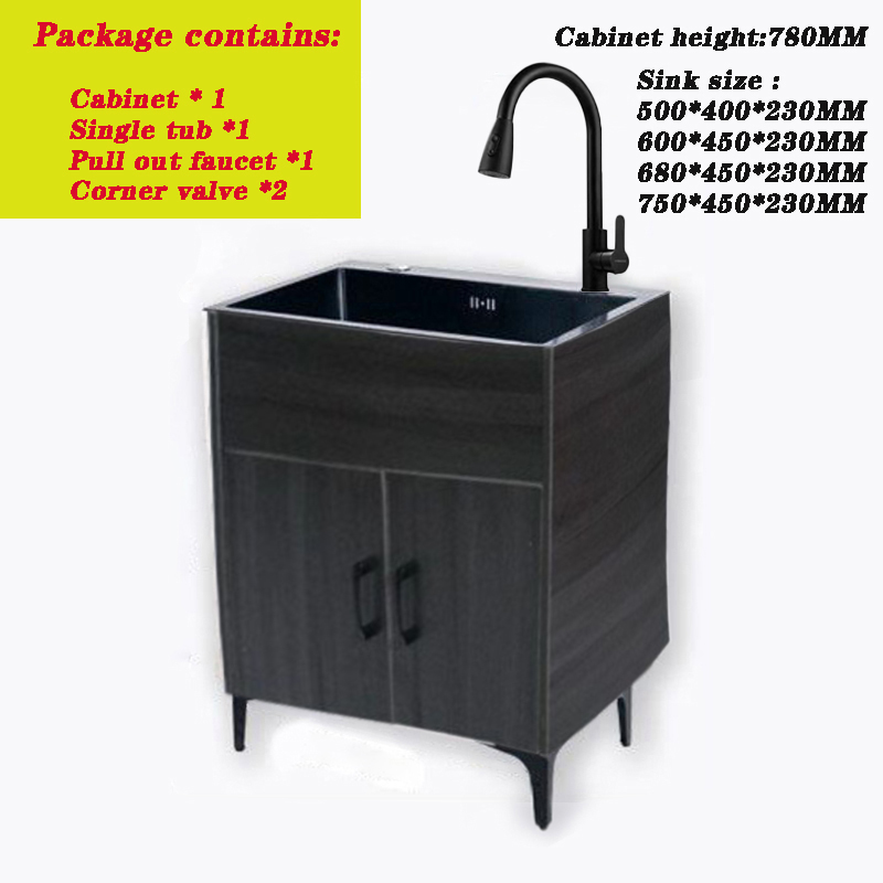 Kitchen Cabinet Stainless Steel Sink with Faucet and 1 Storage ...