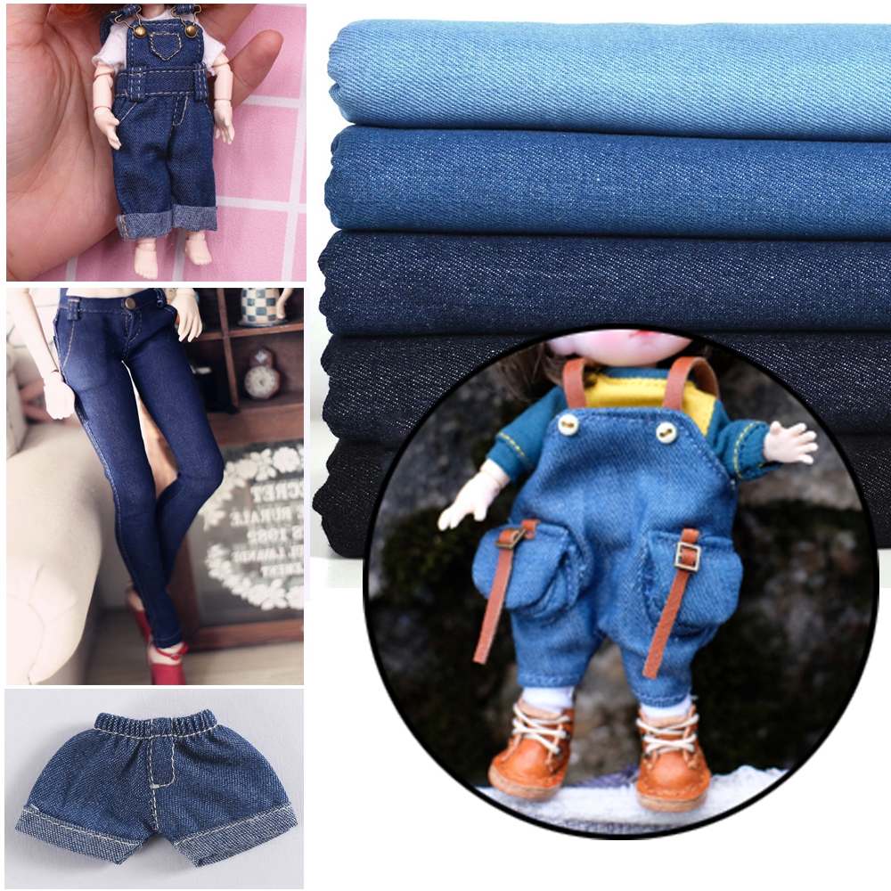 WEEHEJU33 3 Colors Cotton Fabric Girl Gift Toys 5075cm Handmade Doll Cloth DIY Dress Materials Washed Denim Clothes Bedding Sewing