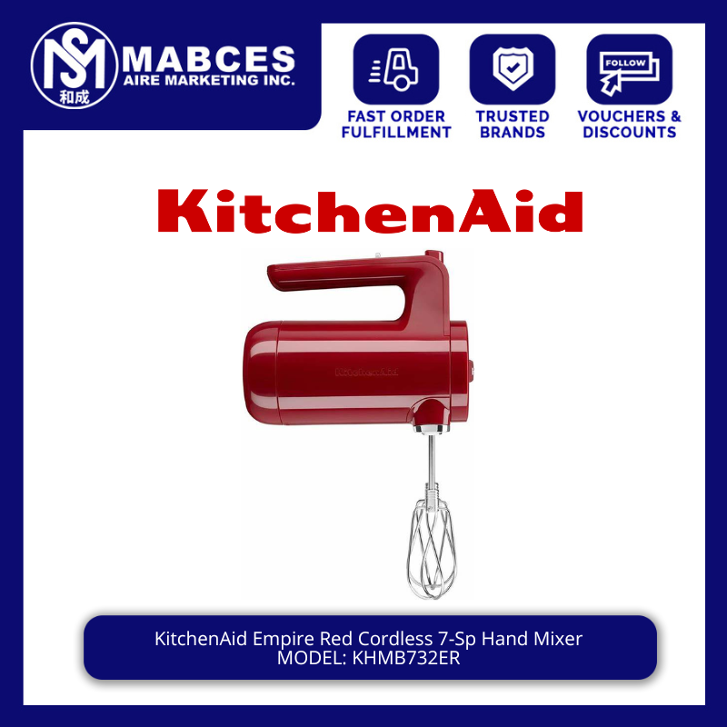KitcheAid Empire Red Cordless 7-Sp Hand Mixer KHMB732ER Lazada PH
