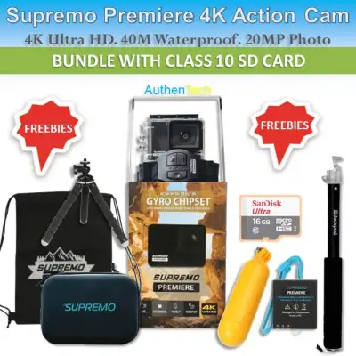 SD Card+Supremo Premiere 4K Action Camera with Wifi + FREEBIES: Supremo Bag, Jackpod Monopod, Flexible Tripod, String Bag & Floaty I Brandnew & Original