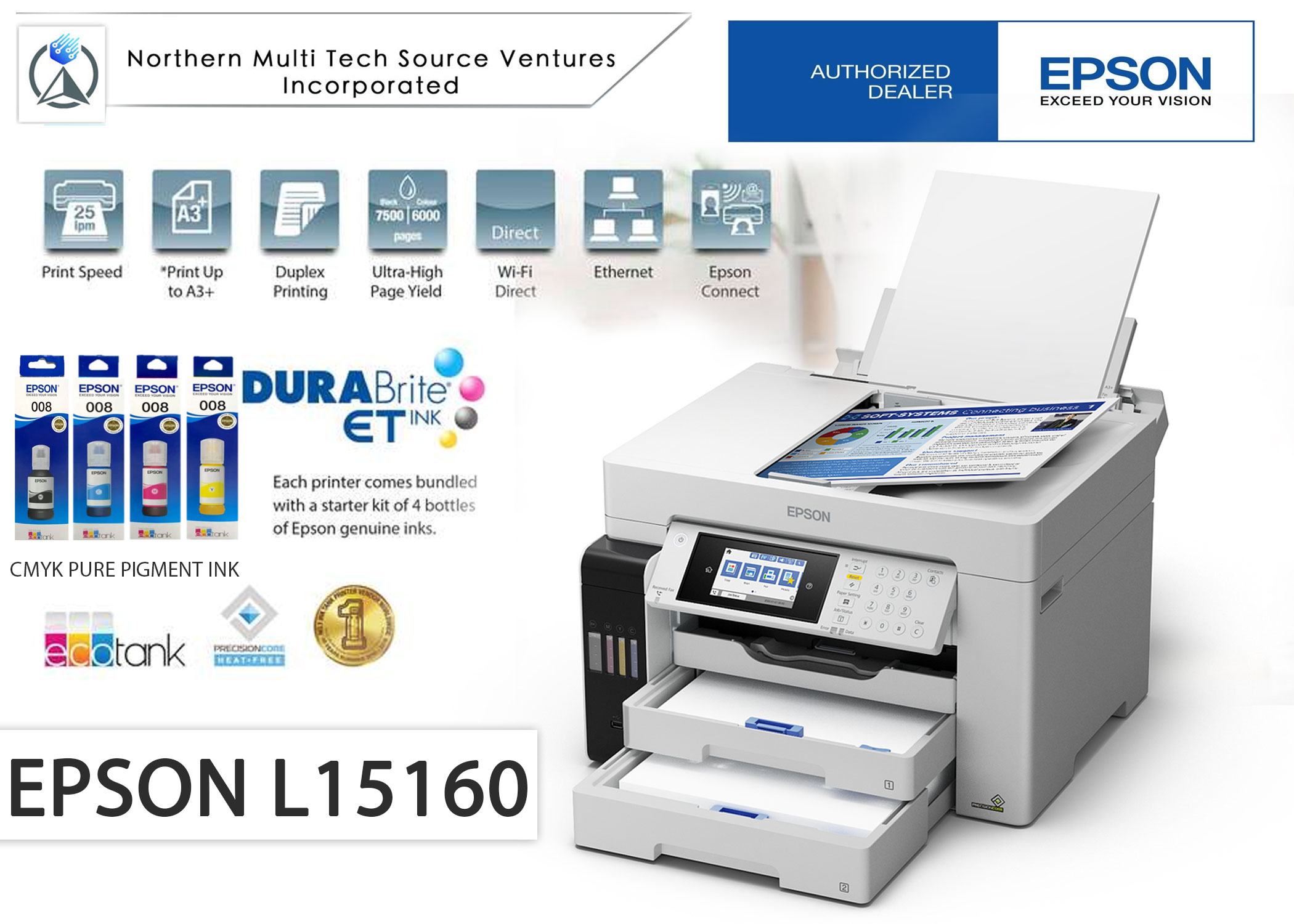 C11CH71501  Epson EcoTank L15160 A3 Wi-Fi Duplex All-in-One Ink