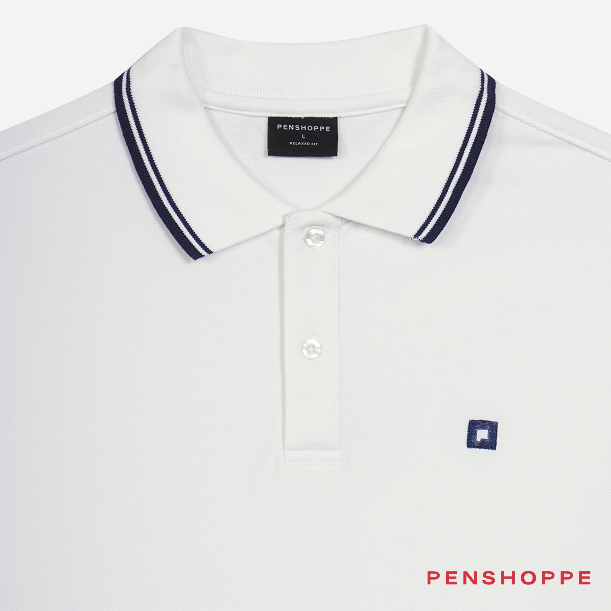 Penshoppe Relaxed Fit Polo With Tipping For Men (Black/Olive/White