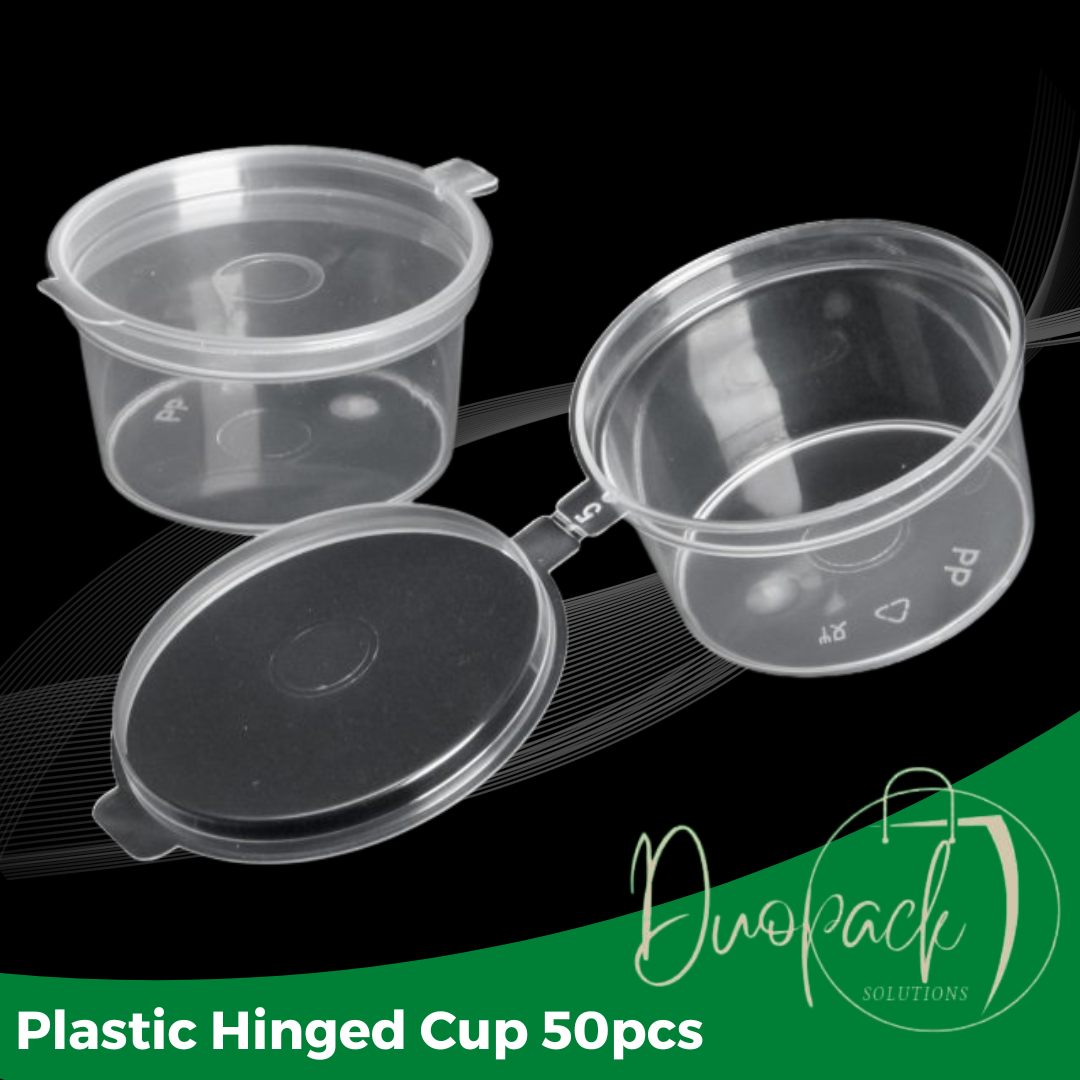 50 Pieces per pack Salad Cups with Cover and Hinged Cup with lid Sauce cup  By DrakesFoodPackaging