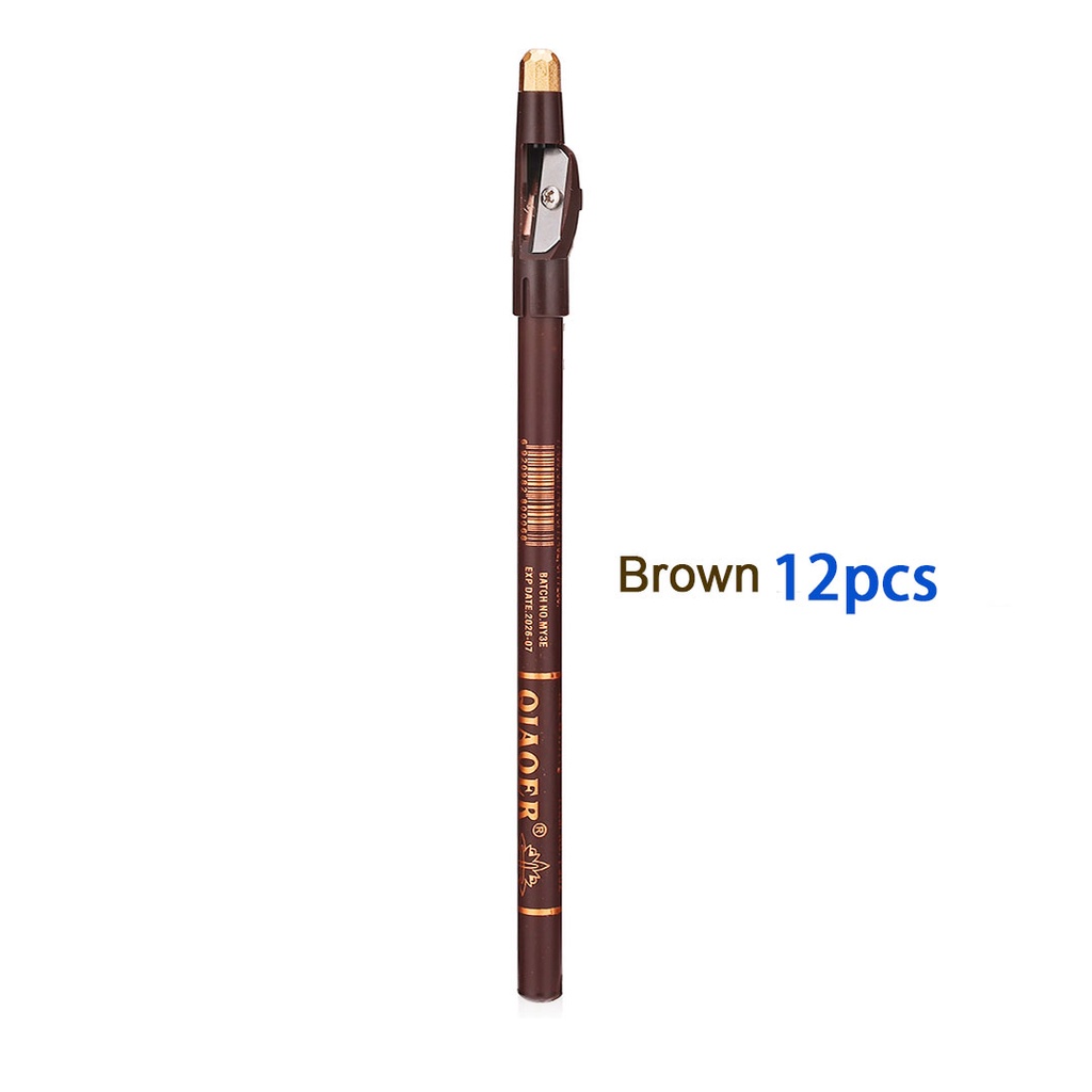 Qiaoer 2 in 1 Eyebrow Pen Eyeliner with Pencil Sharpener 3D Brown Black