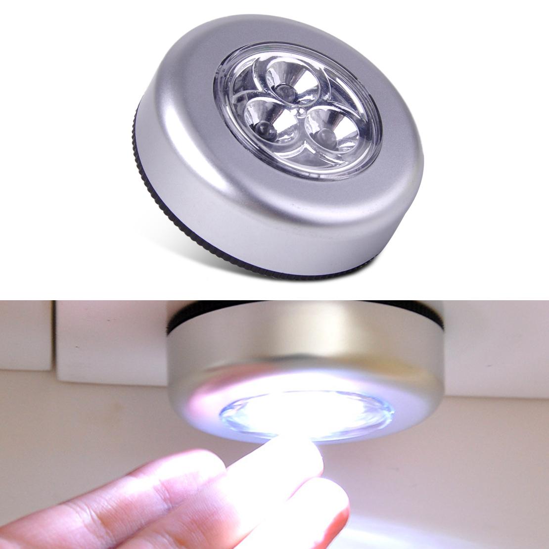 Stick Touch Lamp 3 LED Light Battery Powered Light Lamp (Silver ...