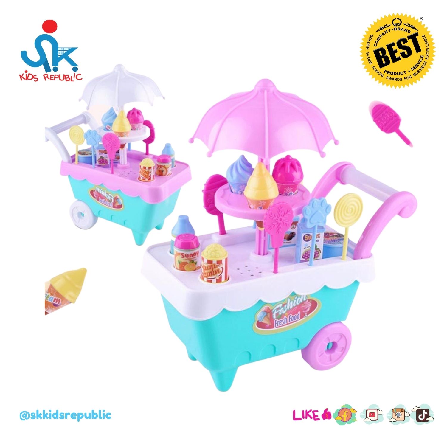 Fashionable Ice Cream Cart Toy without sound. Lazada PH