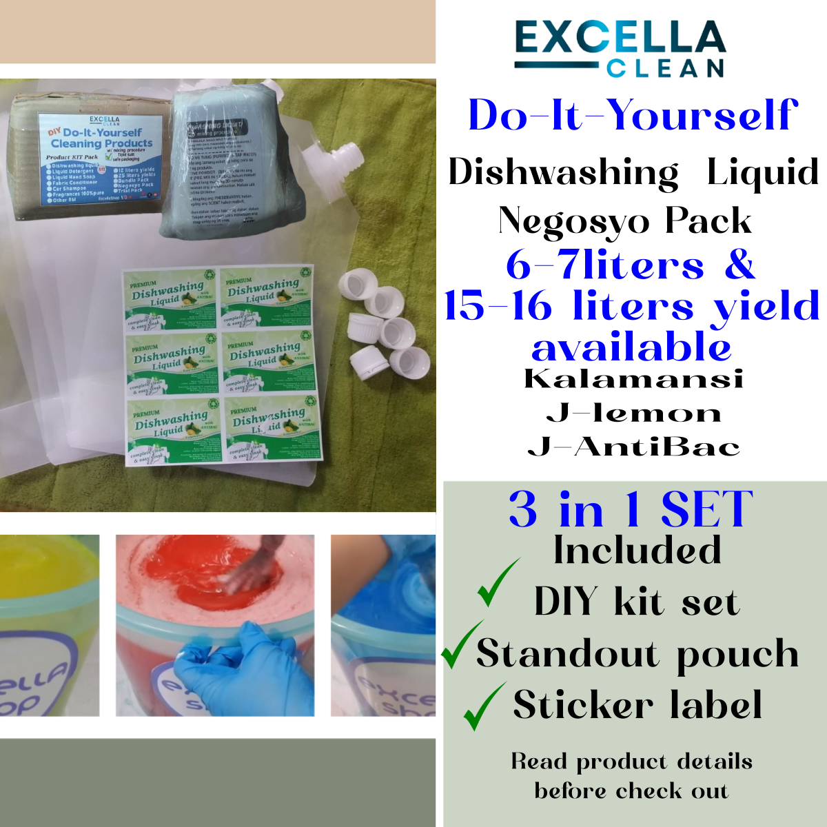 NEGOSYO starter set DIY Dishwashing liquid KIT 3 in 1 Complete Set
