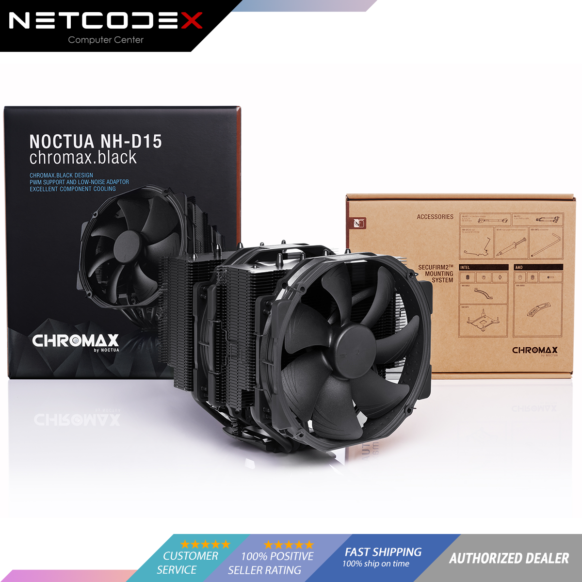 Noctua Nh D15 Chromaxblack New Lga 1700 Support 140mm Dual Tower