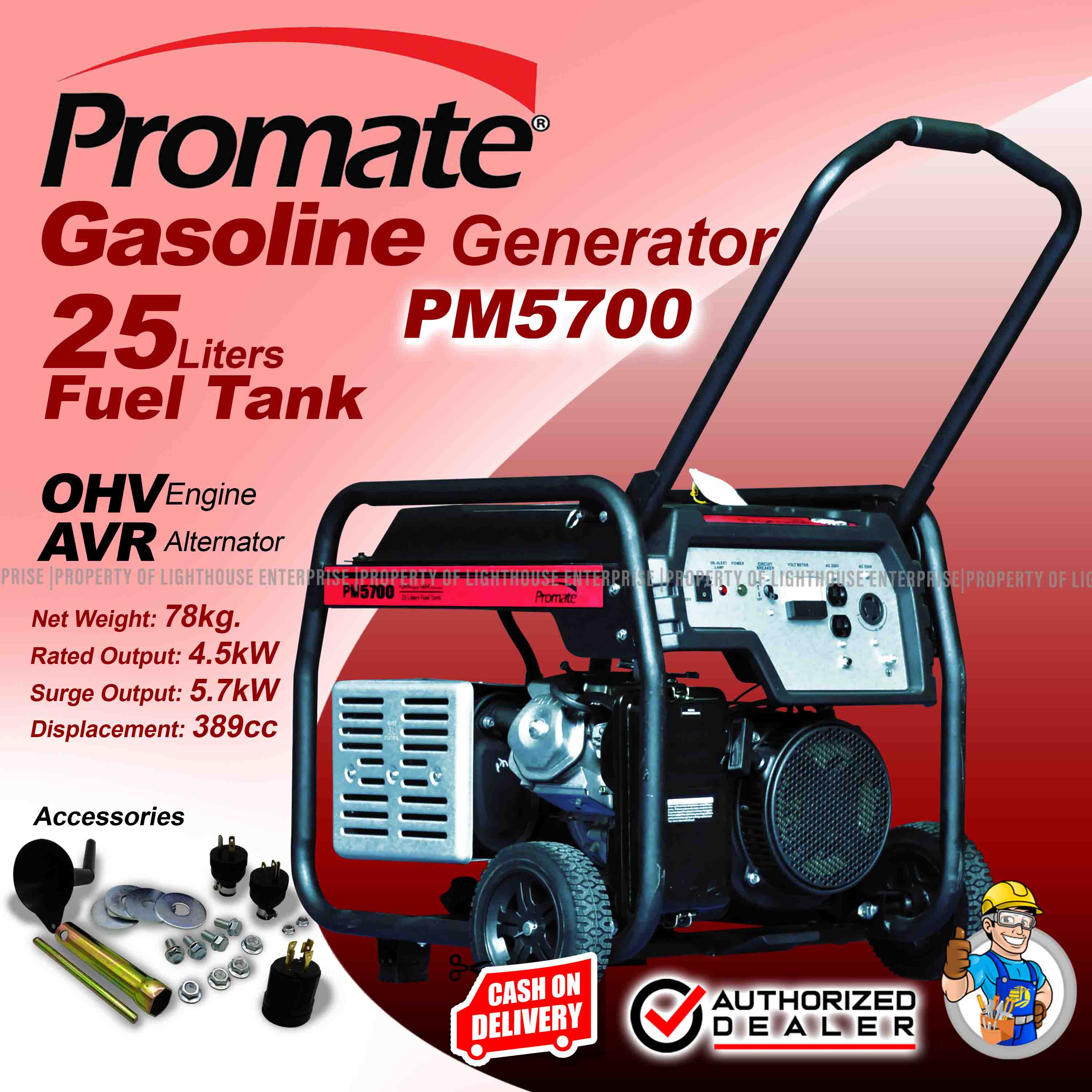 PROMATE USA 5.7KVA Gasoline Generator (PM5700) *LIGHTHOUSE ENTERPRISE