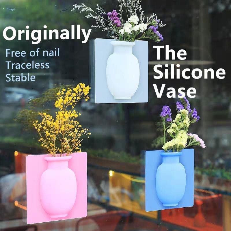 Super Sale Set Of 3 Creative Silicone Stick On The Wall Floret Magic Bottle For Home Offices Plant Container Flowers Pot Wall Decorations Flower Vase Lazada Ph