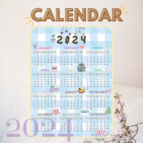 2024 Cute Aesthetic Calendar Best to Place in Room, Office, and as Home ...