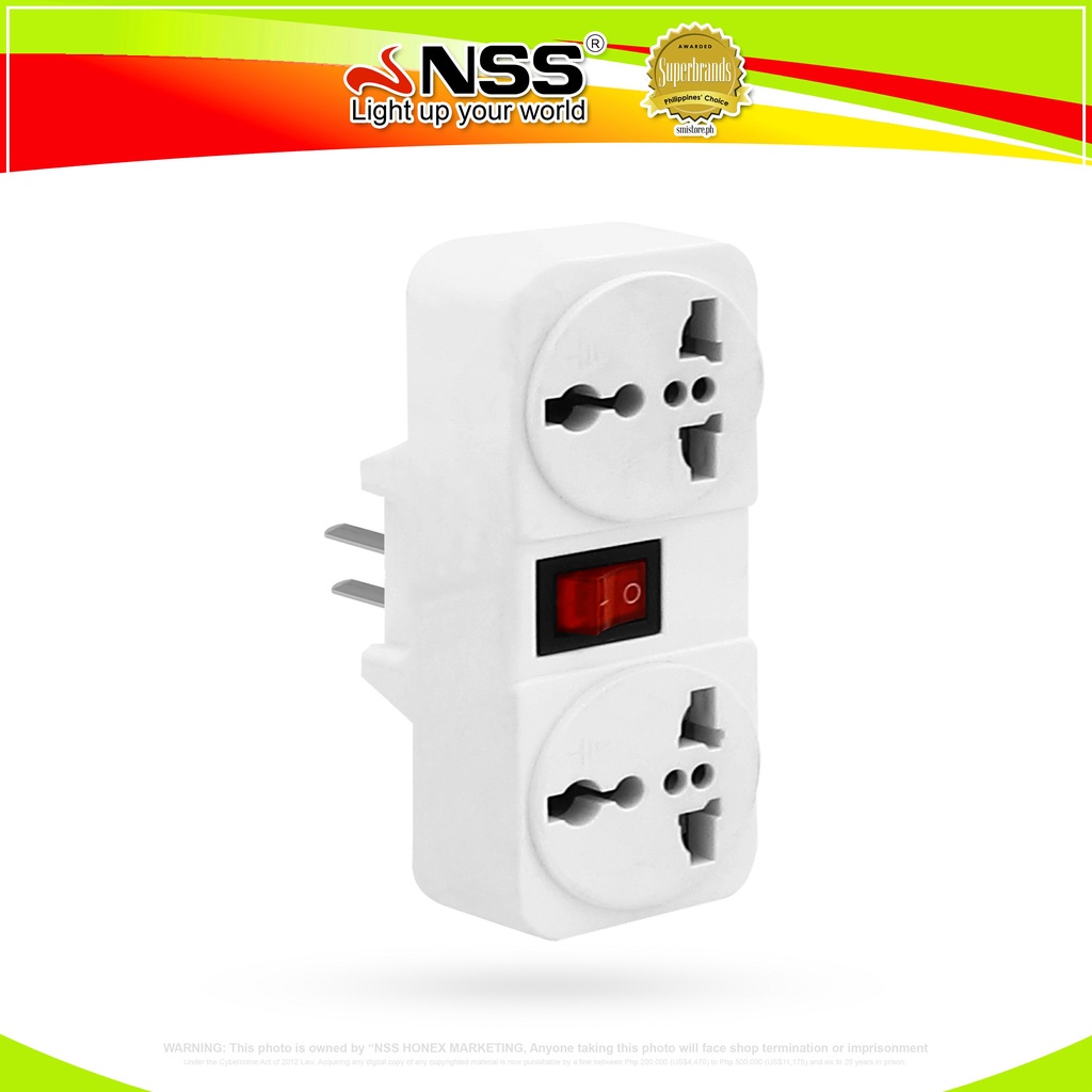 NSS Universal Adaptor With Switch Travel Adapter Plug Electrical